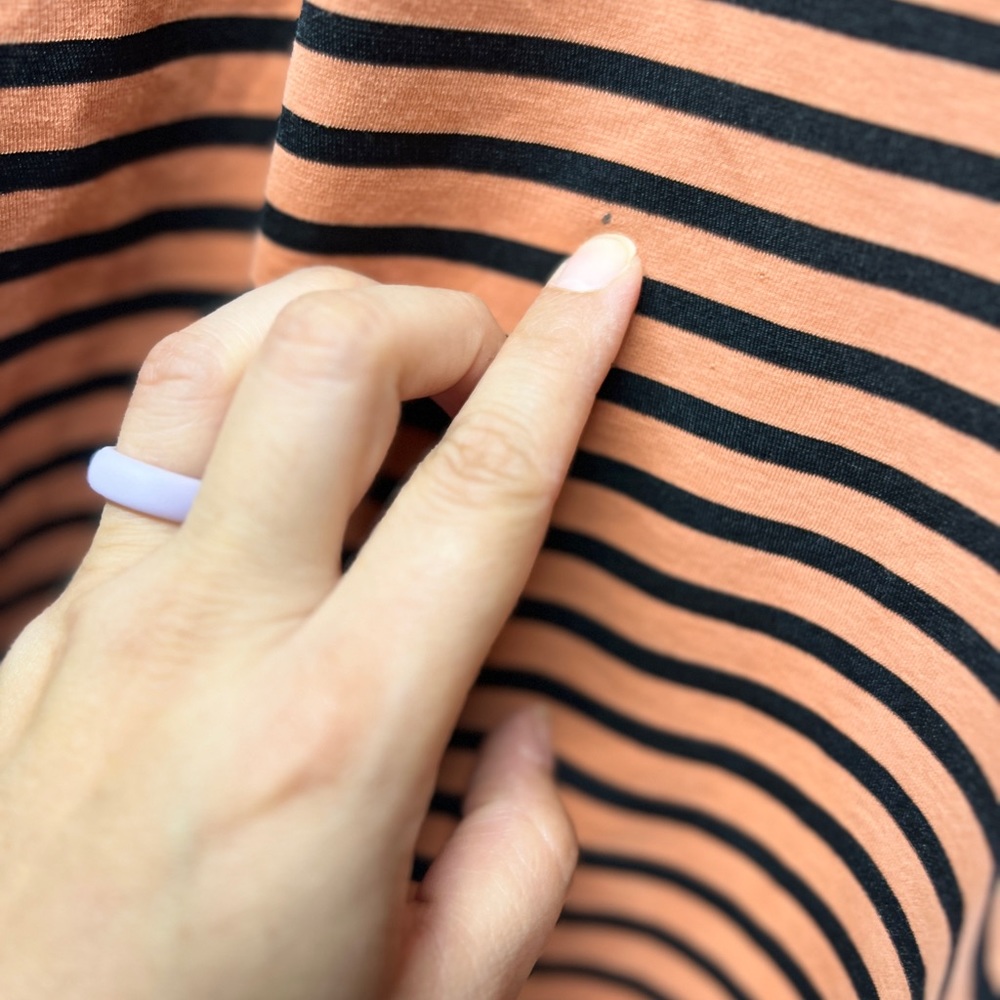 Orange black striped boxy cutout short sleeve sz large - Picture 4 of 7